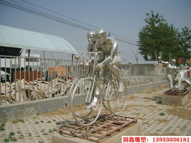 骑车人物雕塑 不锈钢人物雕塑