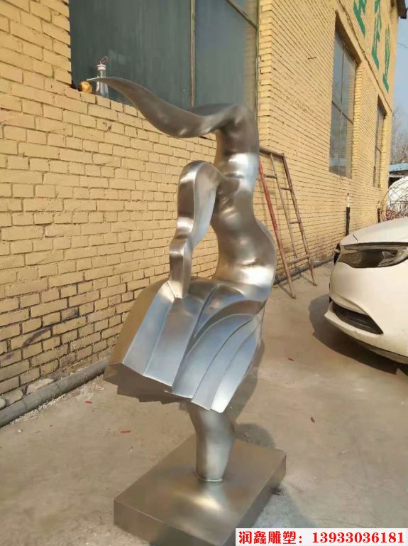 不锈钢跳舞人物雕塑 抽象舞蹈主题雕塑