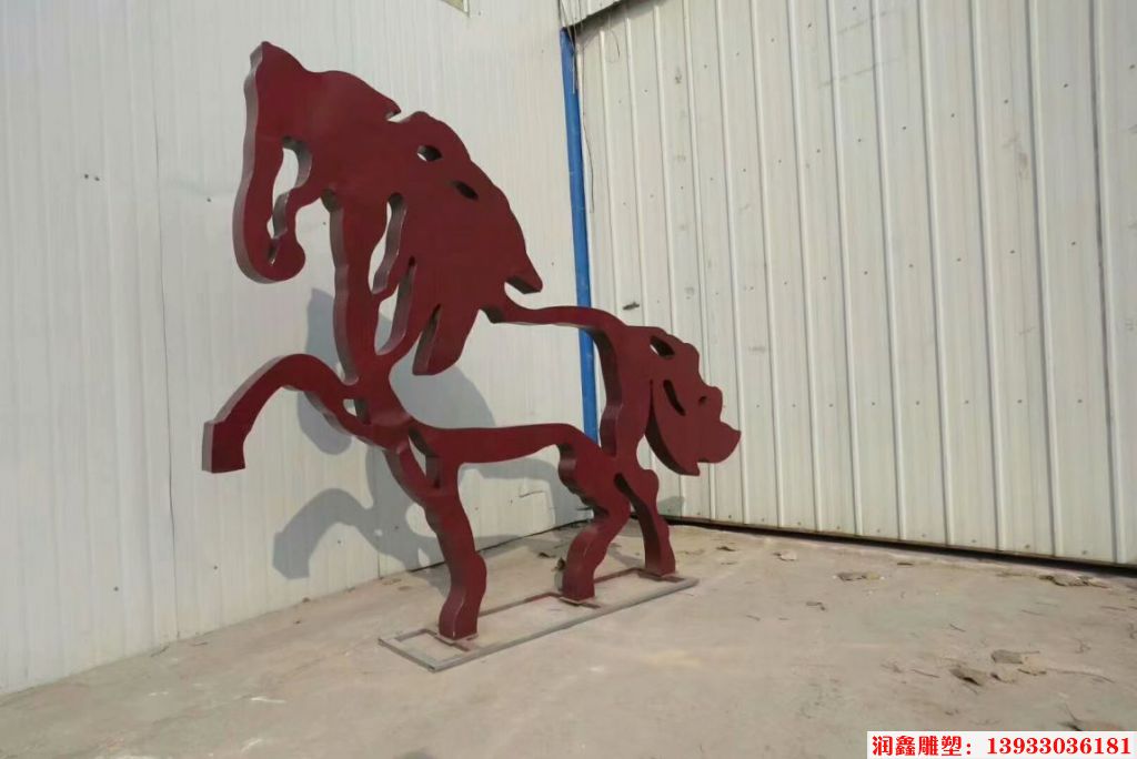 铁艺剪影创意造型雕塑马，动物系列