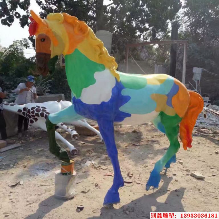玻璃钢彩绘马雕塑 (7)