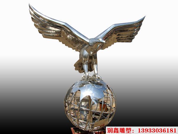 不锈钢老鹰雕塑 动物景观雕塑 镜面老鹰