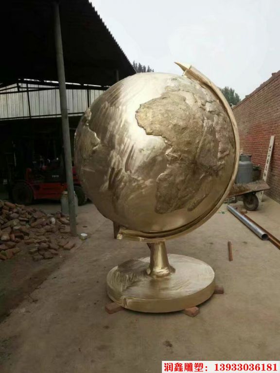 地球仪铜雕塑，铸铜地球仪雕塑，企业地球仪雕塑1
