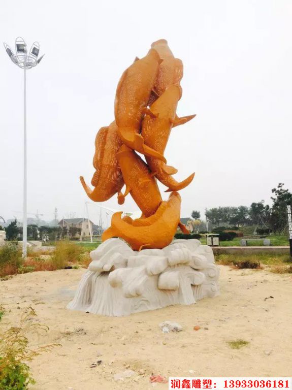 不锈钢镂空金鱼雕塑 动物景观动物雕塑
