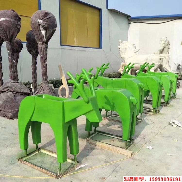 不锈钢抽象鹿雕塑 动物剪影雕塑