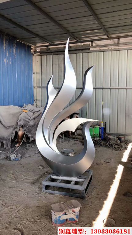 不锈钢抽象凤凰雕塑 白钢凤凰雕塑厂家定制