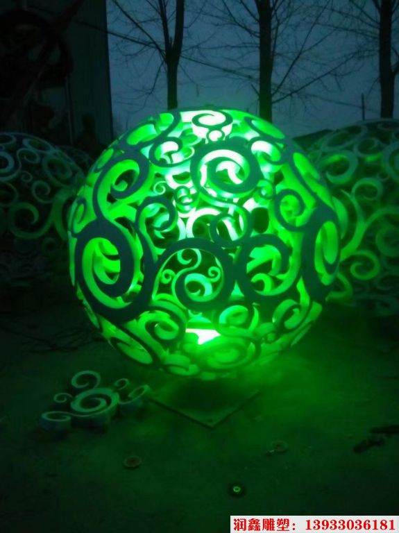 绿色球形雕塑 不锈钢球形雕塑