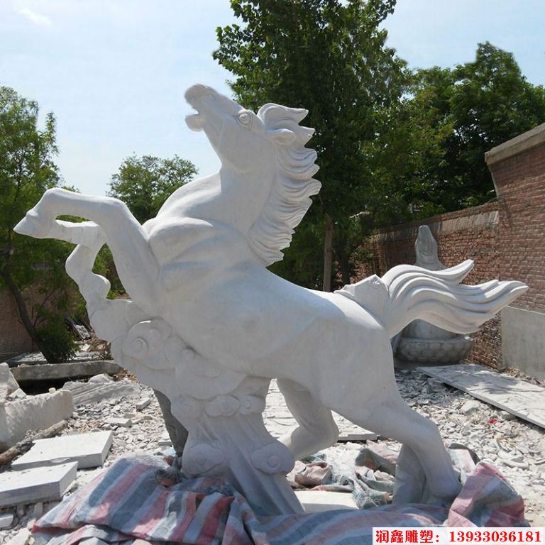 大理石石雕马动物雕塑 厂家定制动物石雕