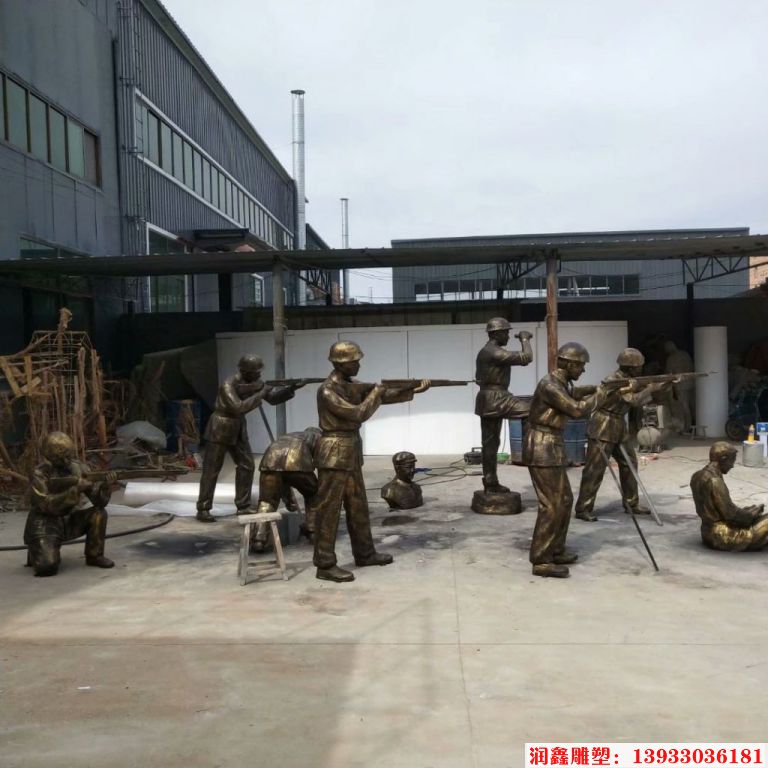 武警支队训练场景人物仿铜雕塑