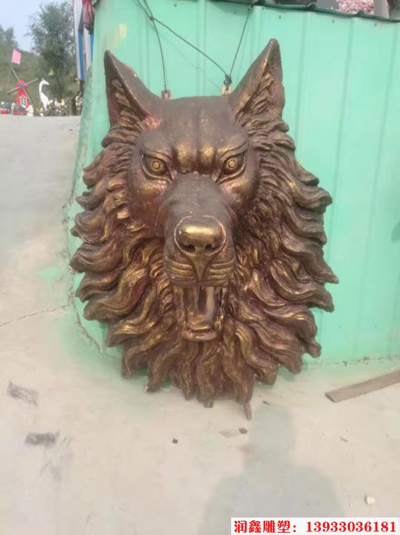 铜雕狼头雕塑 装饰动物头像