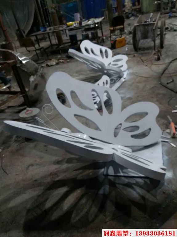 不锈钢蝴蝶雕塑 白色蝴蝶雕塑