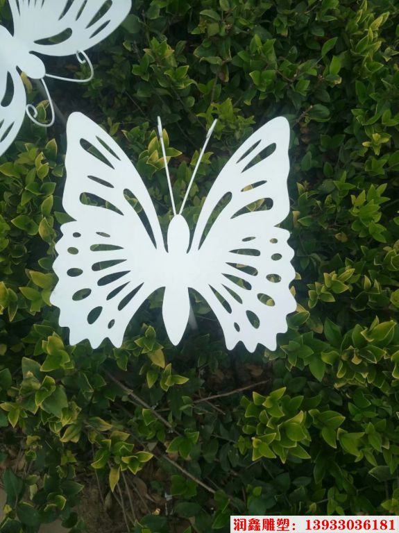 不锈钢蝴蝶雕塑 景观蝴蝶雕塑 白色喷漆蝴蝶