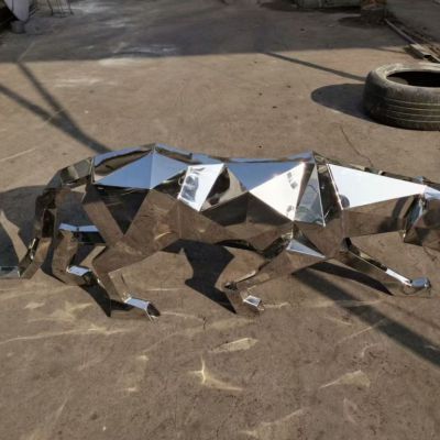 不锈钢豹子雕塑 动物豹子雕塑