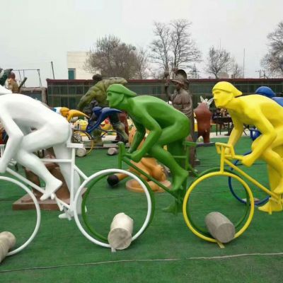 玻璃钢运动人物雕塑 骑车抽象运动人雕塑3