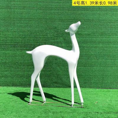 不锈钢抽象鹿雕塑 白色喷漆雕塑鹿
