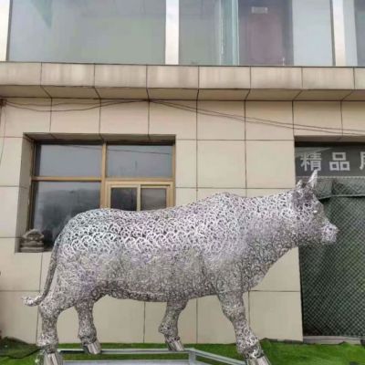 不锈钢镂空牛雕塑 2021年新品牛雕塑3