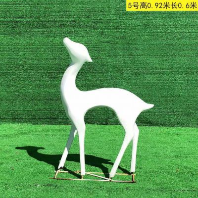 不锈钢抽象鹿雕塑 白色喷漆雕塑鹿1