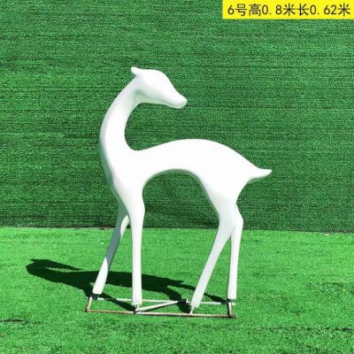 不锈钢抽象鹿雕塑 白色喷漆雕塑鹿2
