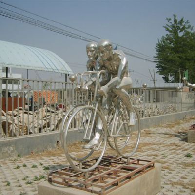 骑车人物雕塑 不锈钢人物雕塑