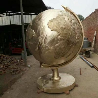 地球仪铜雕塑，铸铜地球仪雕塑，企业地球仪雕塑1