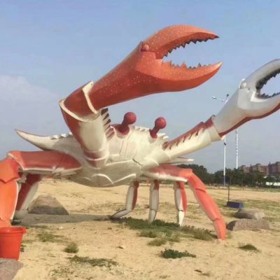 不锈钢大螃蟹雕塑 海边广场大型海洋生物螃蟹雕塑