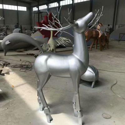 不锈钢立体小鹿雕塑 动物不锈钢雕塑厂家定制
