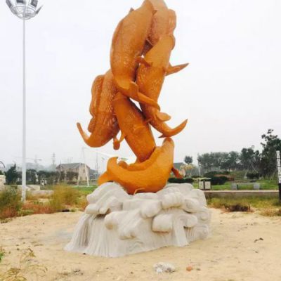不锈钢镂空金鱼雕塑 动物景观动物雕塑