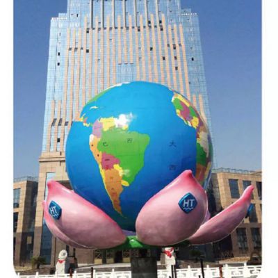不锈钢地球仪雕塑 球形地球仪雕塑