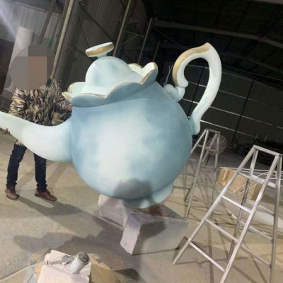不锈钢茶壶雕塑景观 茶壶流水雕塑