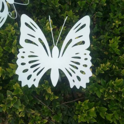 不锈钢蝴蝶雕塑 景观蝴蝶雕塑 白色喷漆蝴蝶