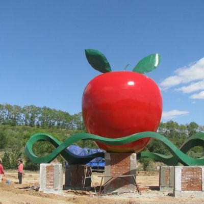 不锈钢水果雕塑 不锈钢仿真大苹果雕塑