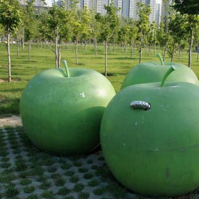 绿苹果不锈钢雕塑 公园仿真苹果雕塑