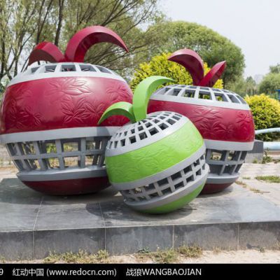 三个苹果不锈钢雕塑 水果不锈钢雕塑